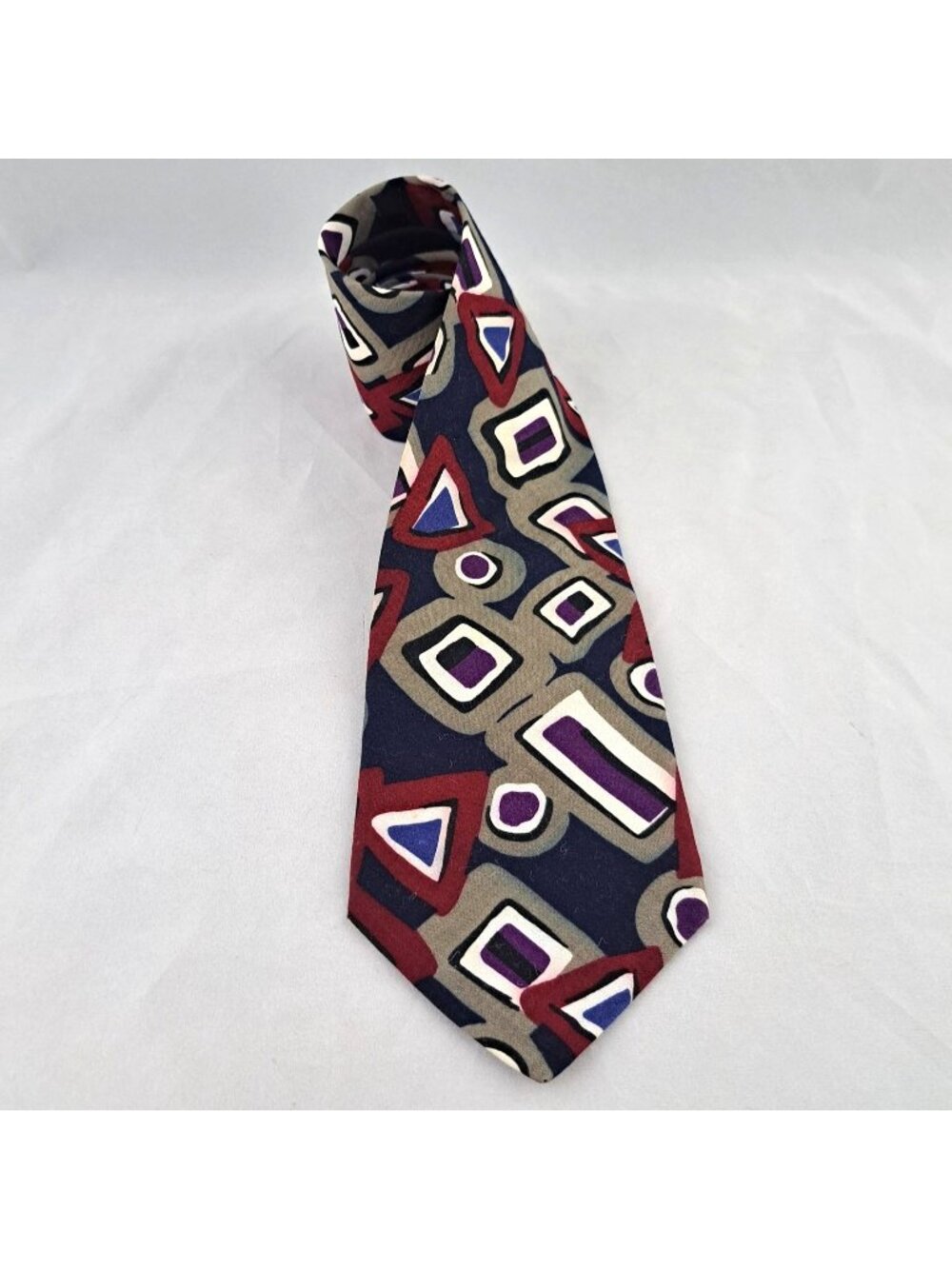 Van Heusen Mens Retro Geometric Pattern Cotton Tie 3 3/4" Wide USA